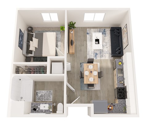 a floor plan of a 1 bedroom apartment